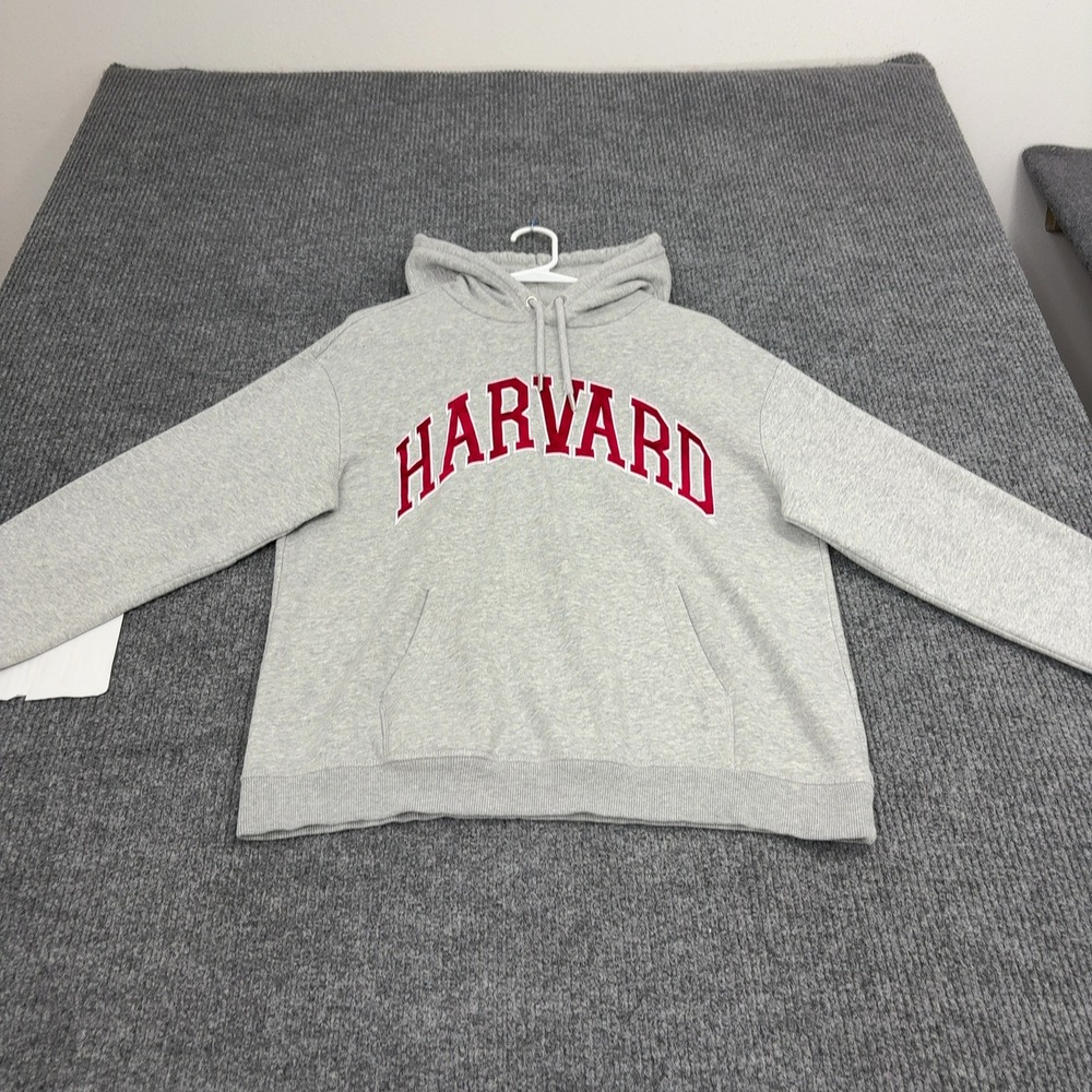 Harvard H&M Hoodie Mens S Grey Cotton Blend Pullover Collegiate Ivy League Style
